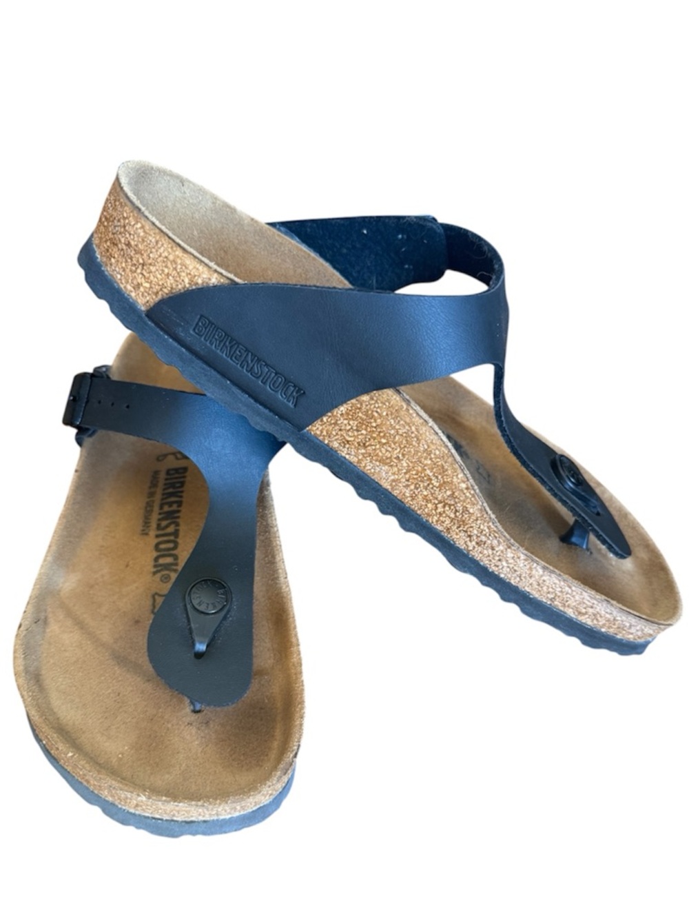 Birkenstock Gizeh Birko-Flor Black Thong Sandal Footbed Strap Size: 38 or 7W 5M